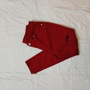 V.I.P. Red Jeans with Embroidered Detail